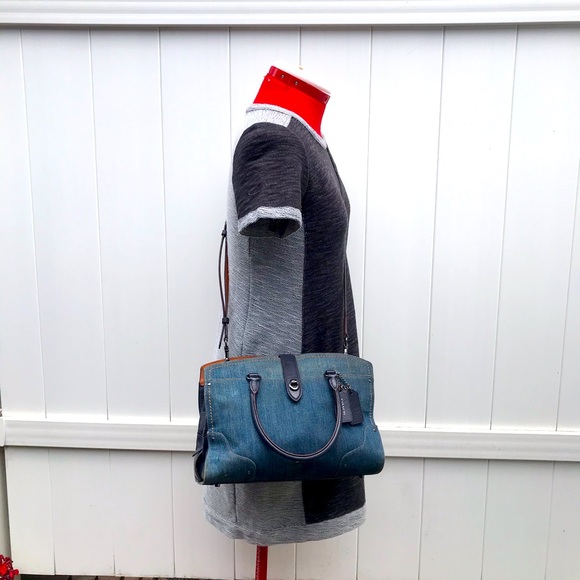 Coach Handbags - Coach Denim Merced Satchel in Denim & Navy